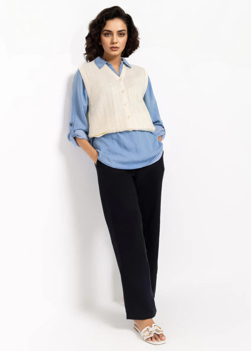 White-V-Cardigan Sando Sweater (25Y-206-67) - Image 3