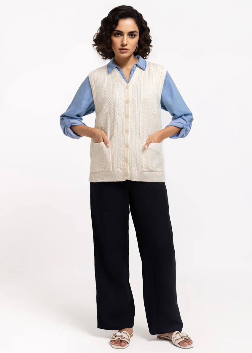 White-V-Cardigan Sando Sweater (25Y-206-67) - Image 5