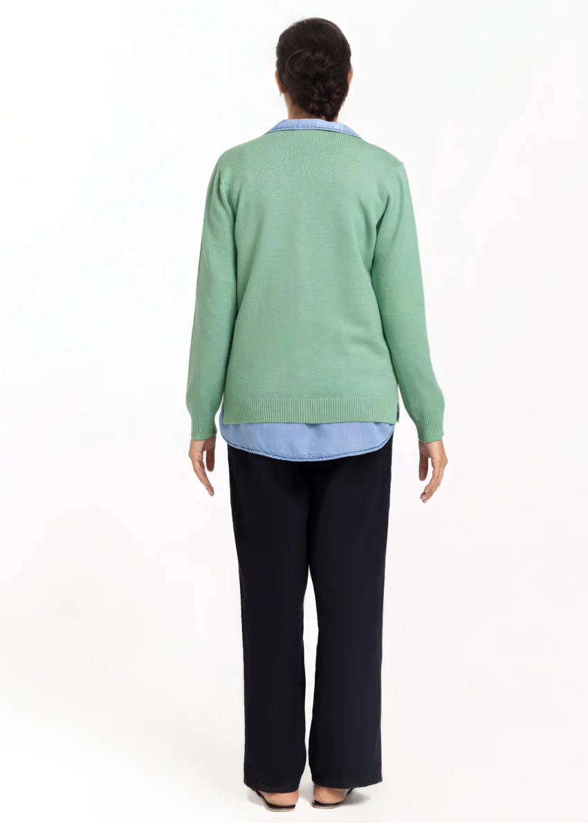 Green-V-Cardigan Full Sleeves Sweater (25Y-207-67) - Image 2