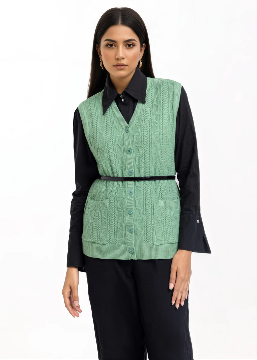 Green-V-Cardigan Sando Sweater (25Y-208-67) - Image 4