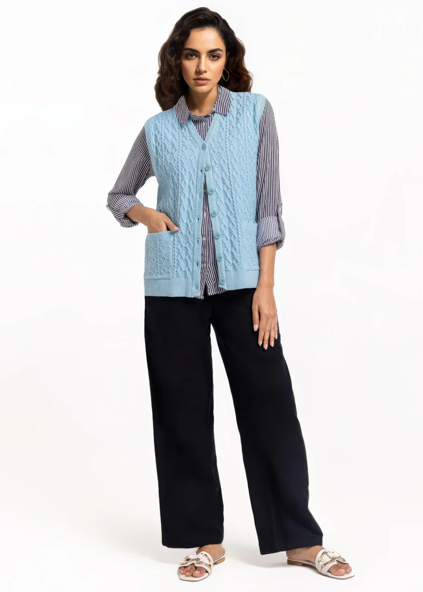 Sky-Blue-V-Cardigan Sando Sweater (25Y-210-67) - Image 3