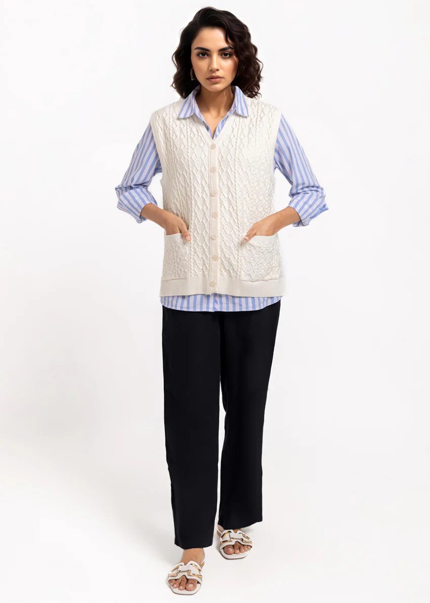 White-V-Cardigan Sando Sweater (25Y-210-67) - Image 5
