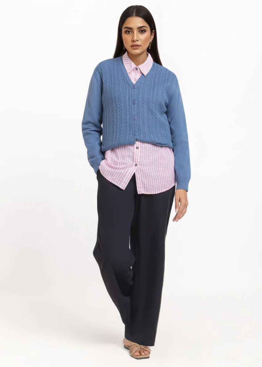 Blue-V-Cardigan Full Sleeves Sweater (25Y-211-67) - Image 3