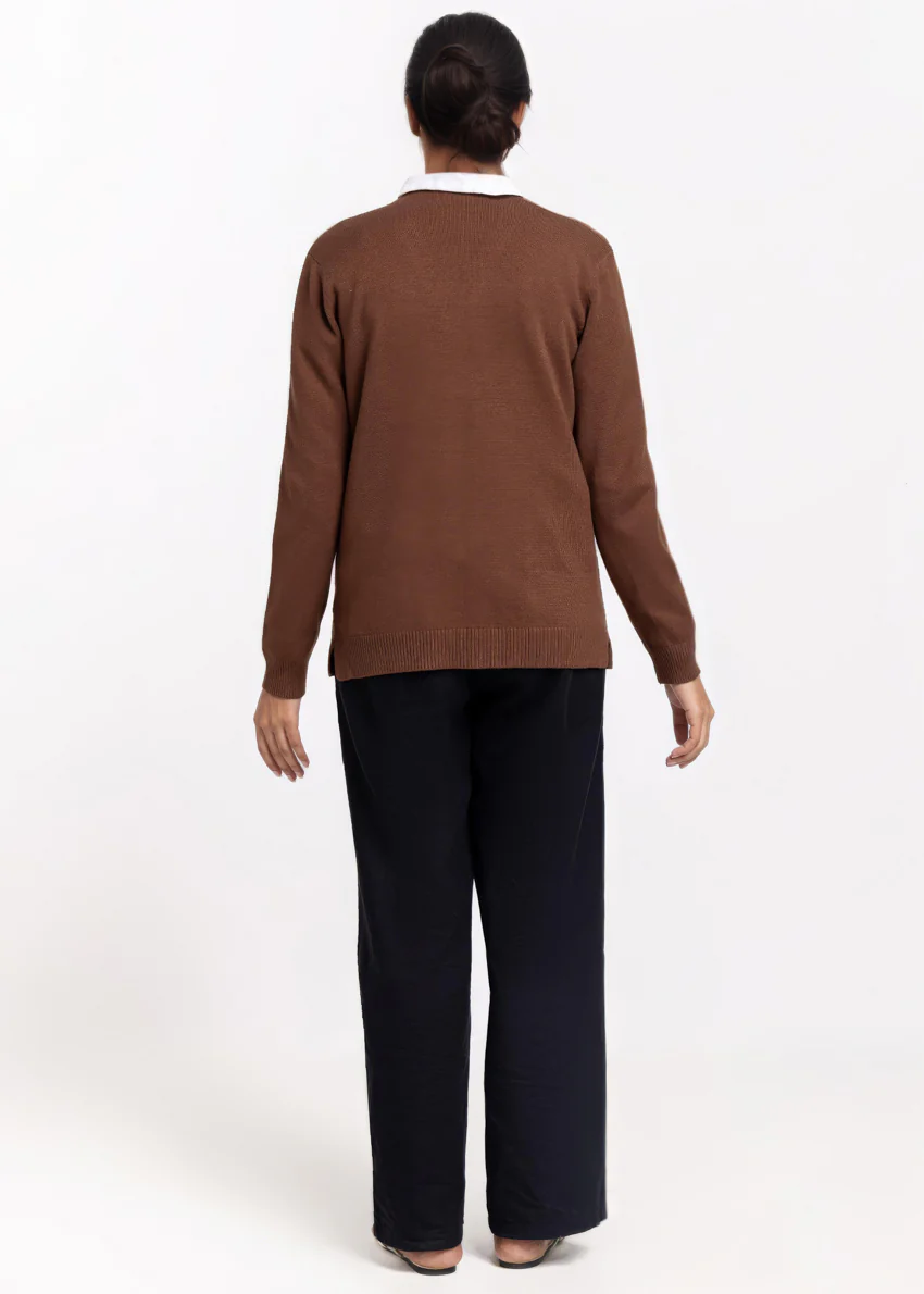 Brown-V-Cardigan Full Sleeves Sweater (25Y-211-67) - Image 2