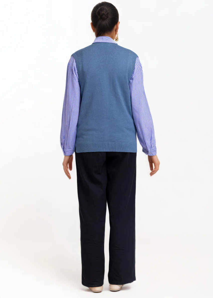 Blue-V-Cardigan Sando Sweater (25Y-212-67) - Image 2