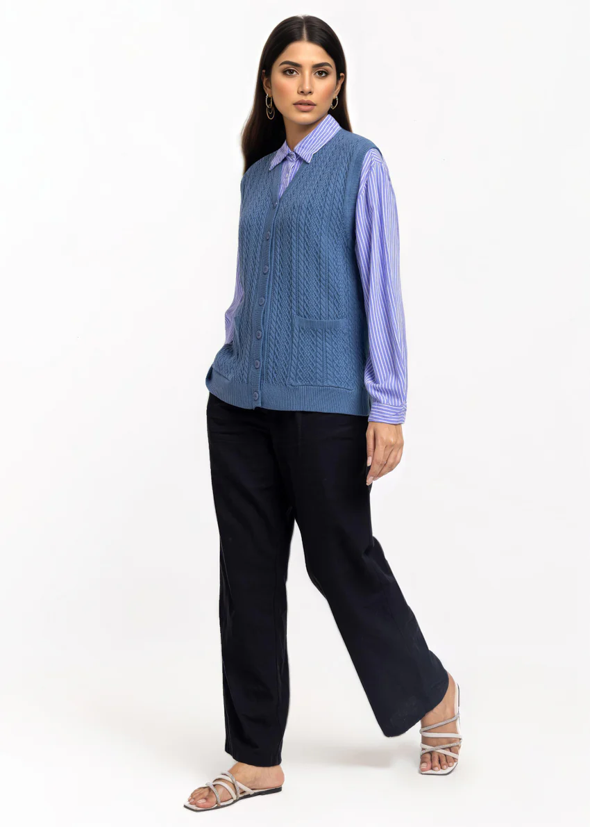 Blue-V-Cardigan Sando Sweater (25Y-212-67) - Image 3