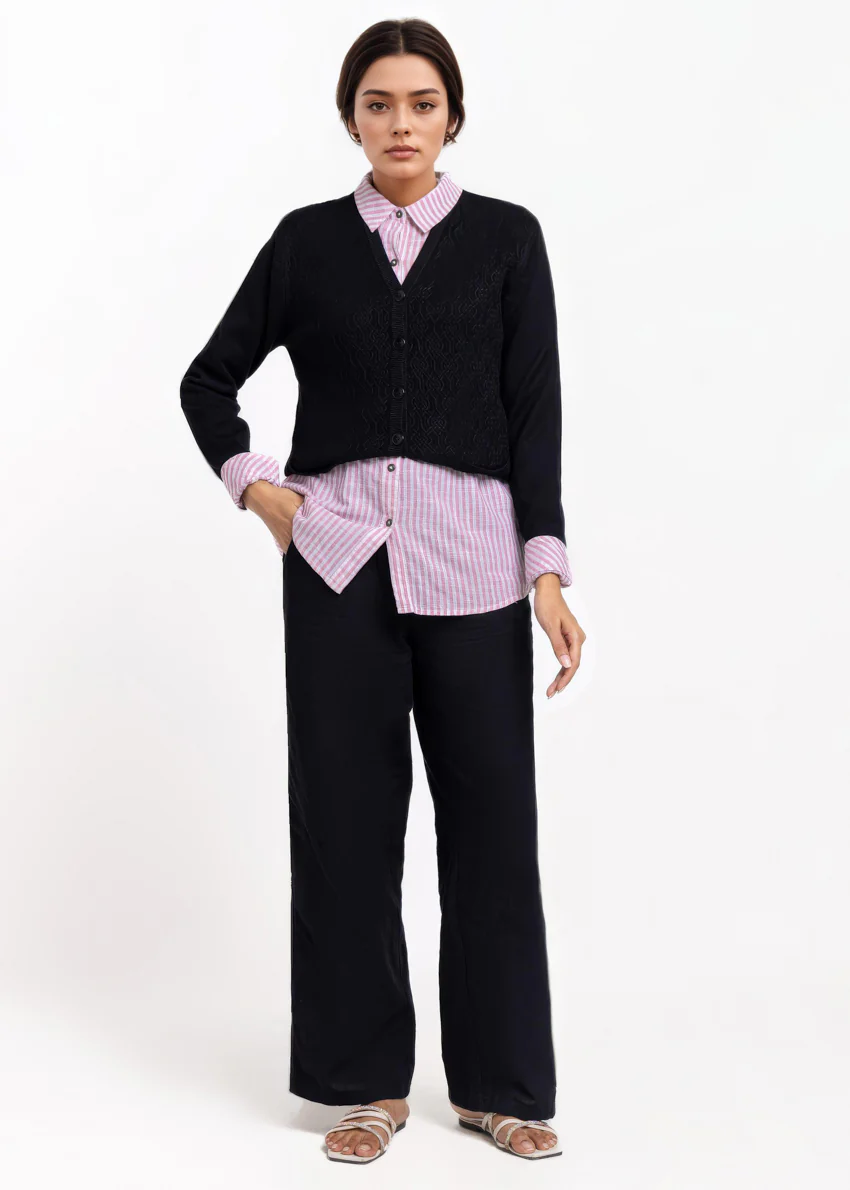 Black-V-Cardigan Full Sleeves Sweater (25Y-213-67) - Image 4