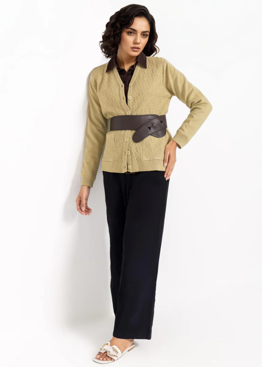Olive-V-Cardigan Full Sleeves Sweater (25Y-213-67) - Image 3