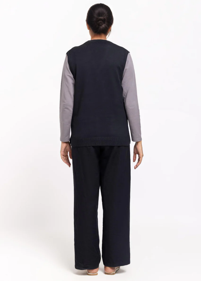 Black-V-Cardigan Sando Sweater (25Y-214-67) - Image 2