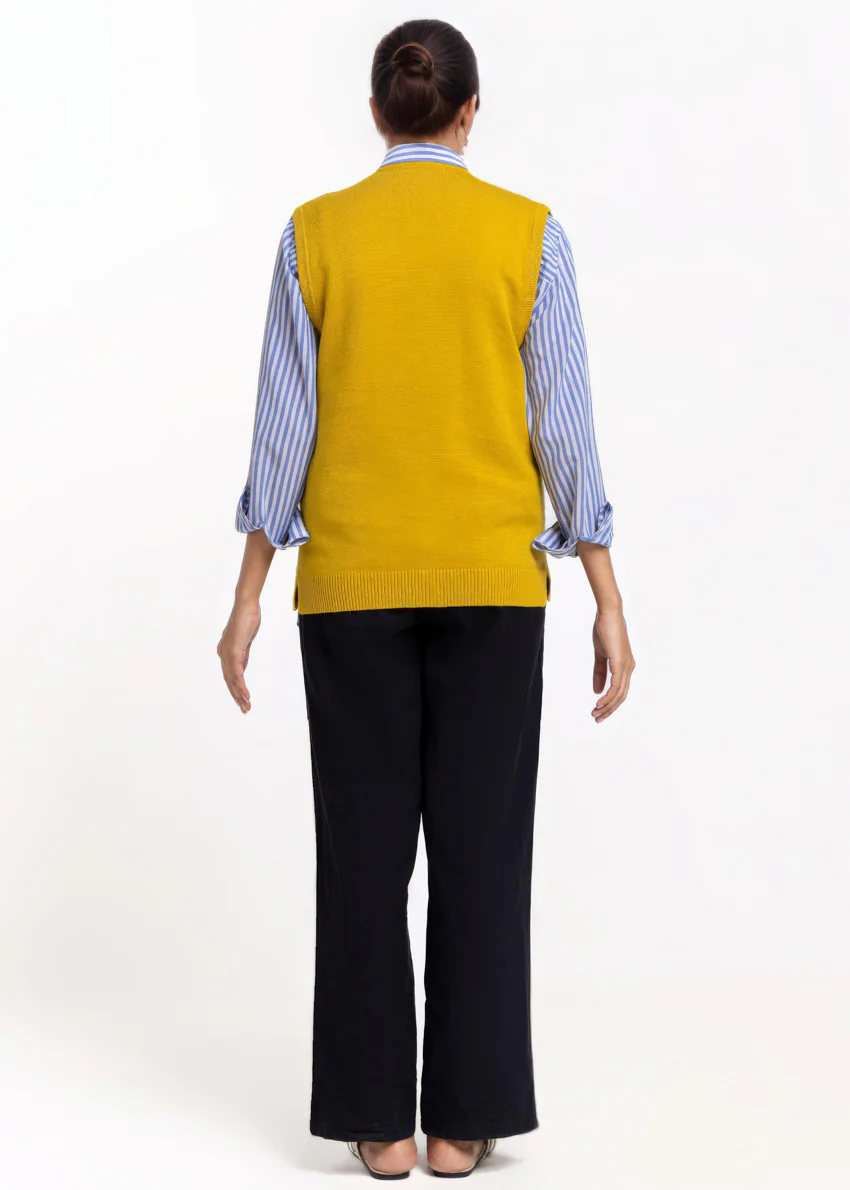 Mustard-V-Cardigan Sando Sweater (25Y-214-67) - Image 2