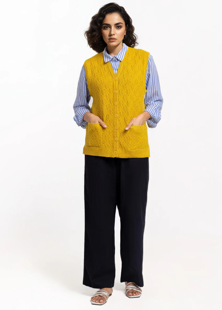 Mustard-V-Cardigan Sando Sweater (25Y-214-67) - Image 4