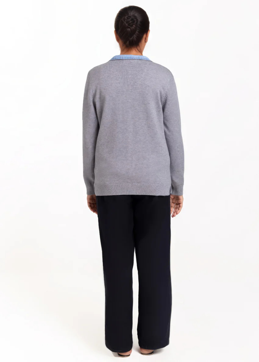 Grey-V-Cardigan Full Sleeves Sweater (25Y-215-67) - Image 2