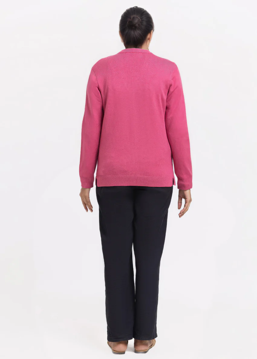 Pink-V-Cardigan Full Sleeves Sweater (25Y-215-67) - Image 2
