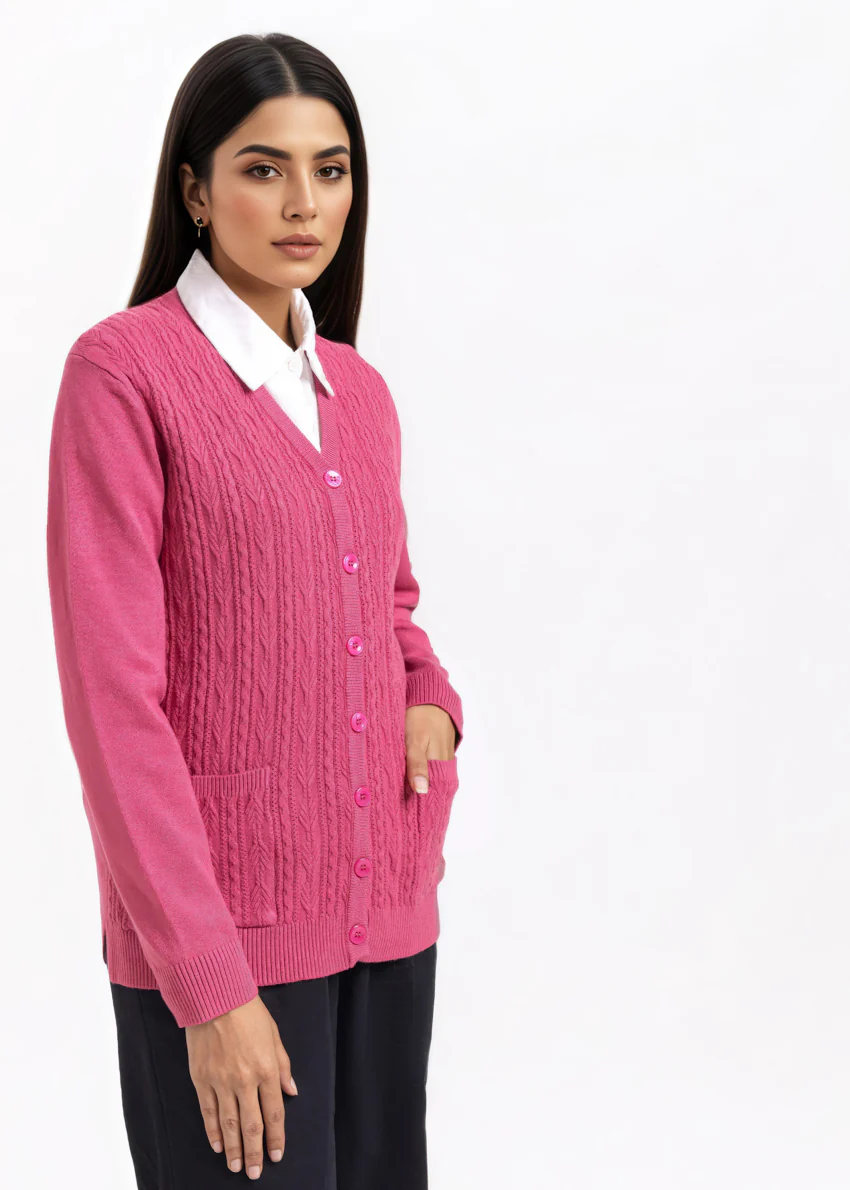 Pink-V-Cardigan Full Sleeves Sweater (25Y-215-67) - Image 3