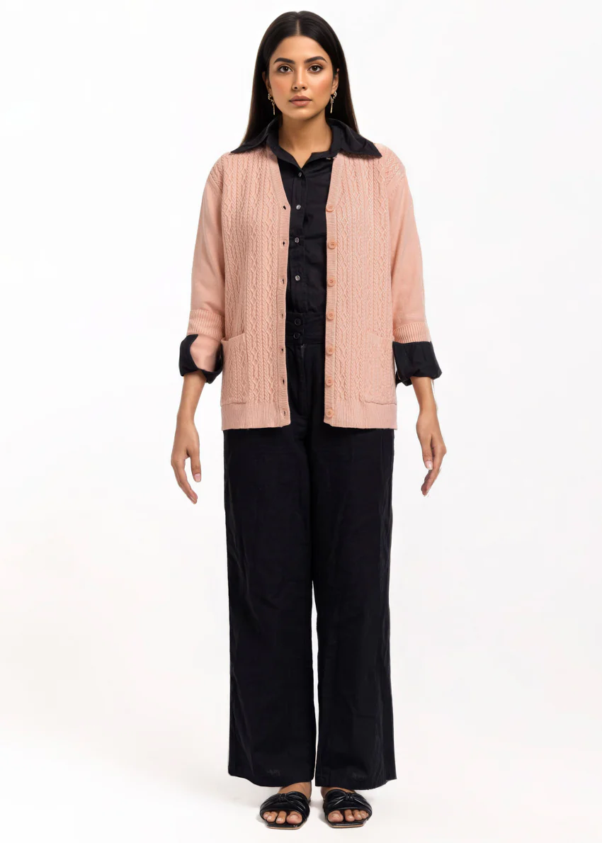 B-Pink-V-Cardigan Full Sleeves Sweater (25Y-217-67) - Image 3