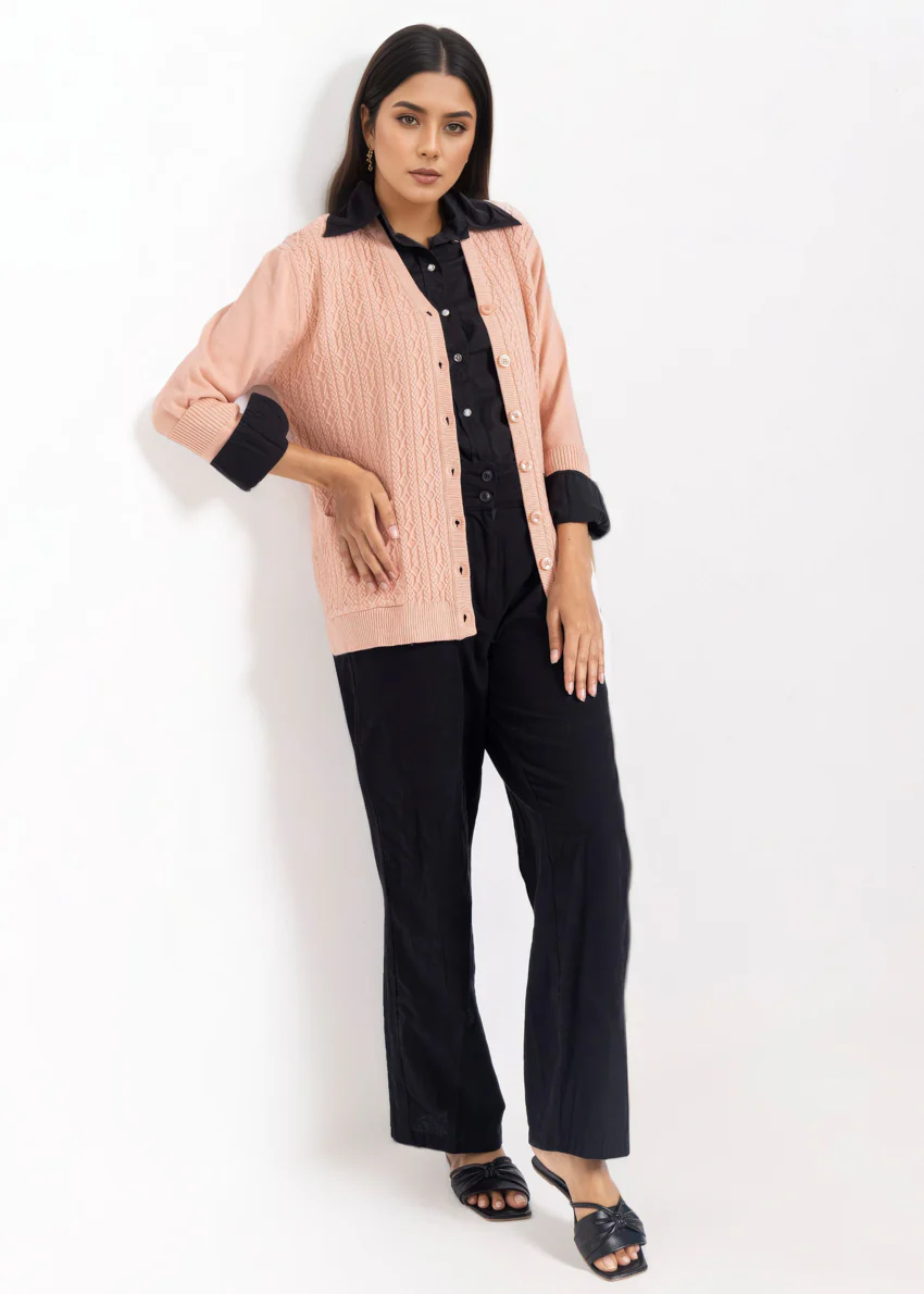 B-Pink-V-Cardigan Full Sleeves Sweater (25Y-217-67) - Image 5