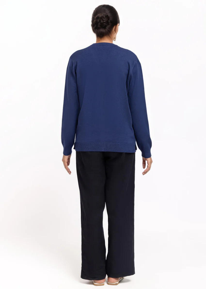 Navy-V-Cardigan Full Sleeves Sweater (25Y-217-67) - Image 2