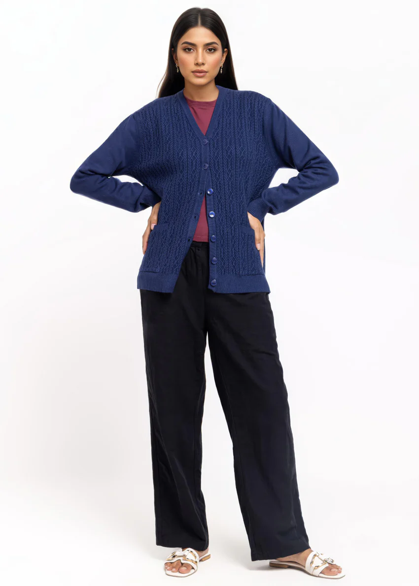 Navy-V-Cardigan Full Sleeves Sweater (25Y-217-67) - Image 3