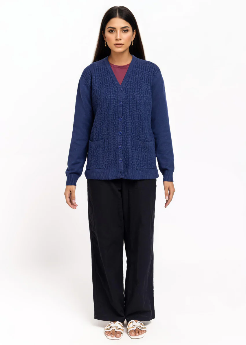Navy-V-Cardigan Full Sleeves Sweater (25Y-217-67) - Image 4