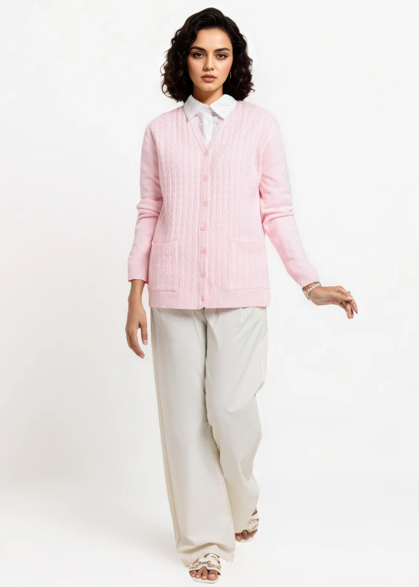 Pink-V-Cardigan Full Sleeves Sweater (25Y-219-67) - Image 3