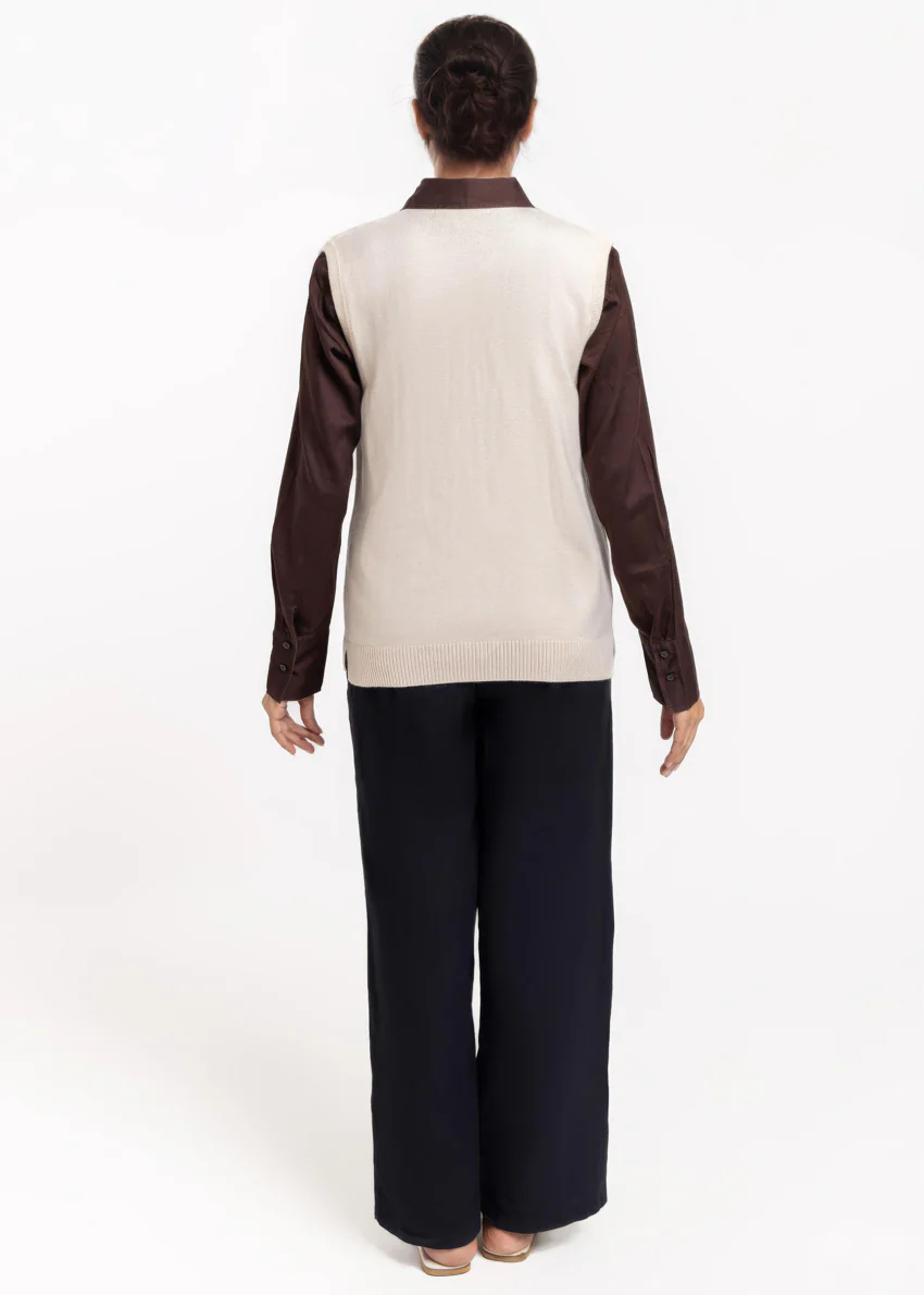 O-White-V-Cardigan Sando Sweater (25Y-220-67) - Image 2
