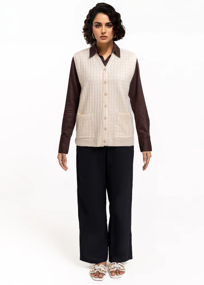 O-White-V-Cardigan Sando Sweater (25Y-220-67) - Image 3