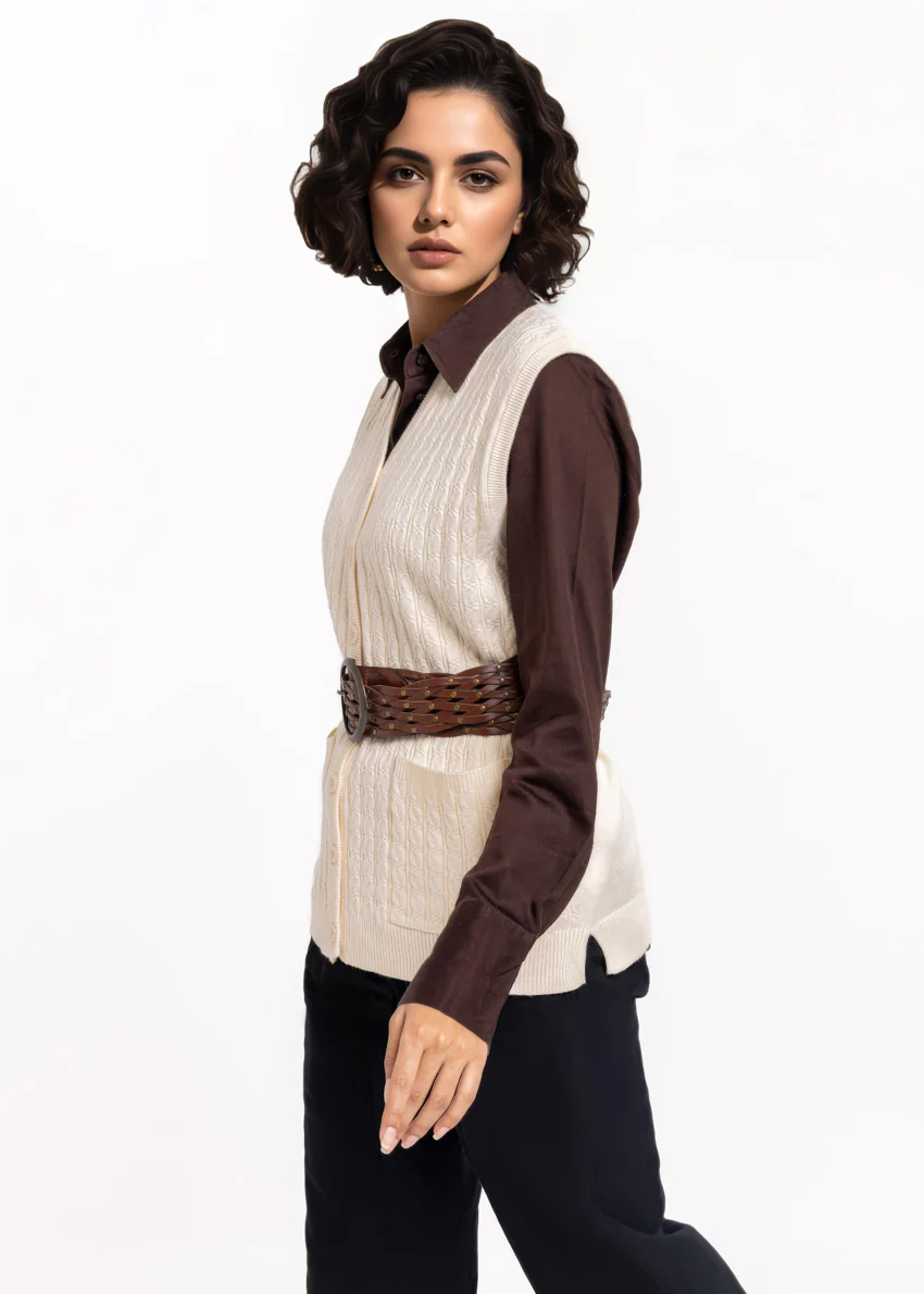 O-White-V-Cardigan Sando Sweater (25Y-220-67) - Image 5