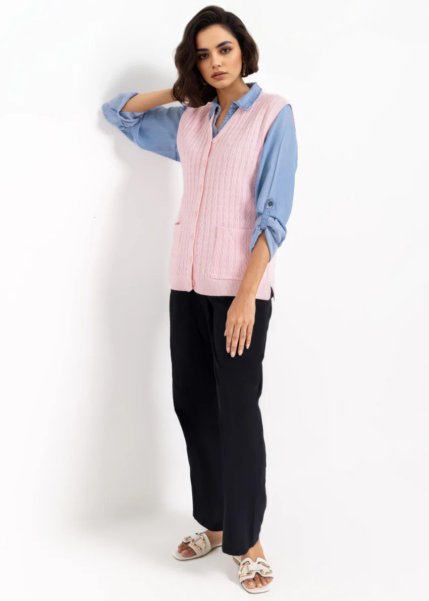 Pink-V-Cardigan Sando Sweater (25Y-220-67) - Image 3