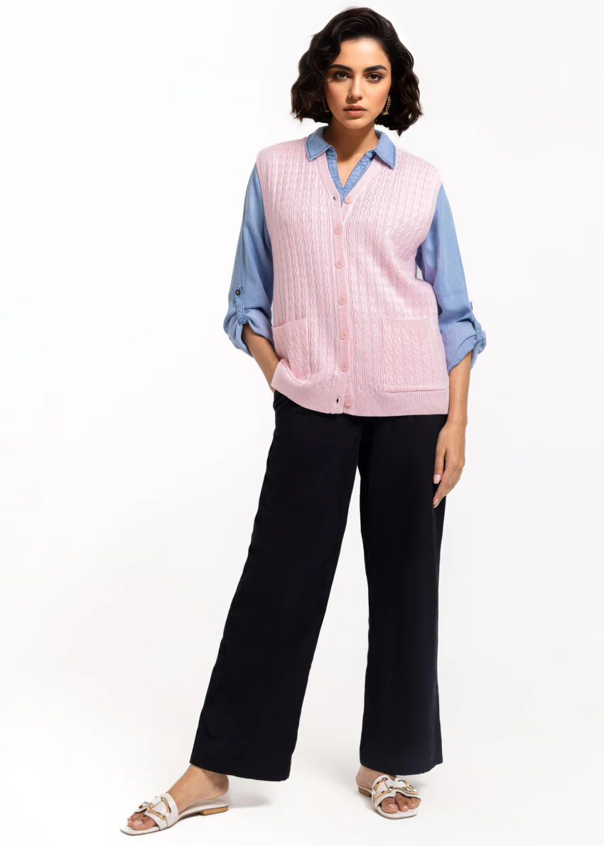 Pink-V-Cardigan Sando Sweater (25Y-220-67) - Image 4