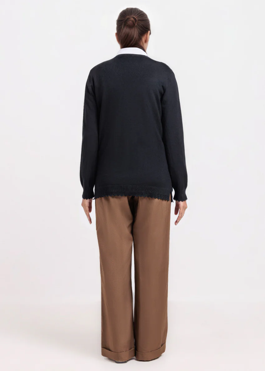 Black-V-Cardigan Full Sleeves Sweater (25Y-223-67) - Image 2