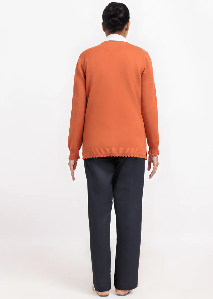 Rust-V-Cardigan Full Sleeves Sweater (25Y-223-67) - Image 2
