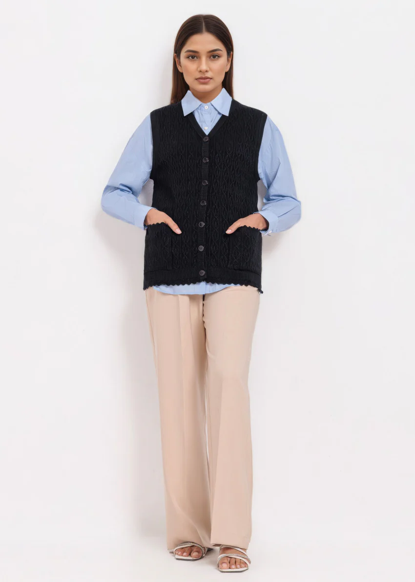 Black-V-Cardigan Sando Sweater (25Y-224-67) - Image 4