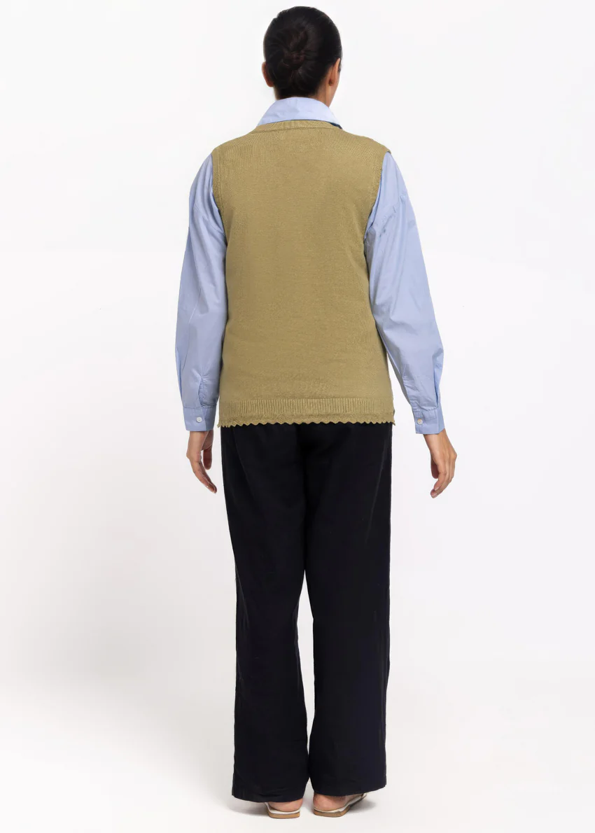 Olive-V-Cardigan Sando Sweater (25Y-224-67) - Image 2