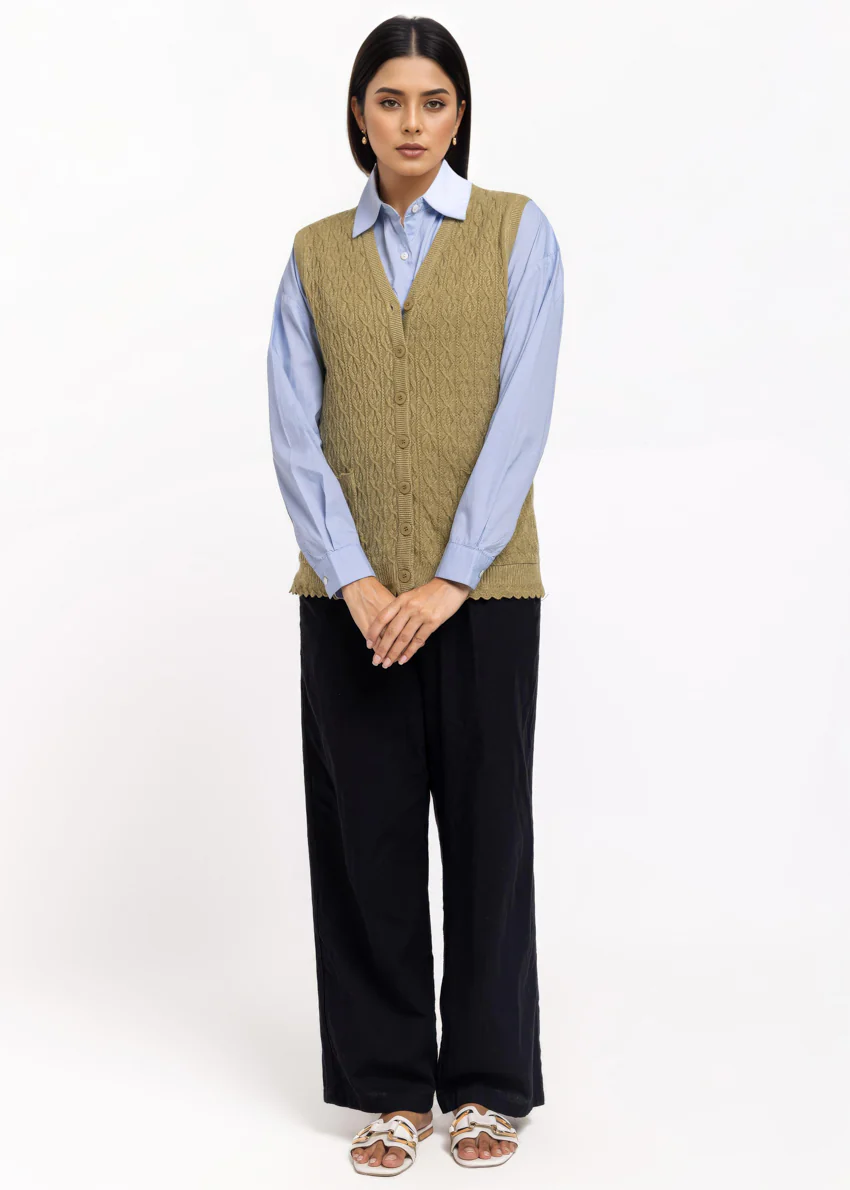 Olive-V-Cardigan Sando Sweater (25Y-224-67) - Image 3