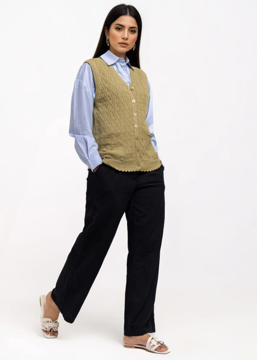 Olive-V-Cardigan Sando Sweater (25Y-224-67) - Image 4