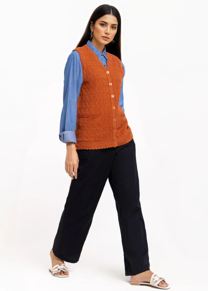 Rust-V-Cardigan Sando Sweater (25Y-224-67) - Image 3