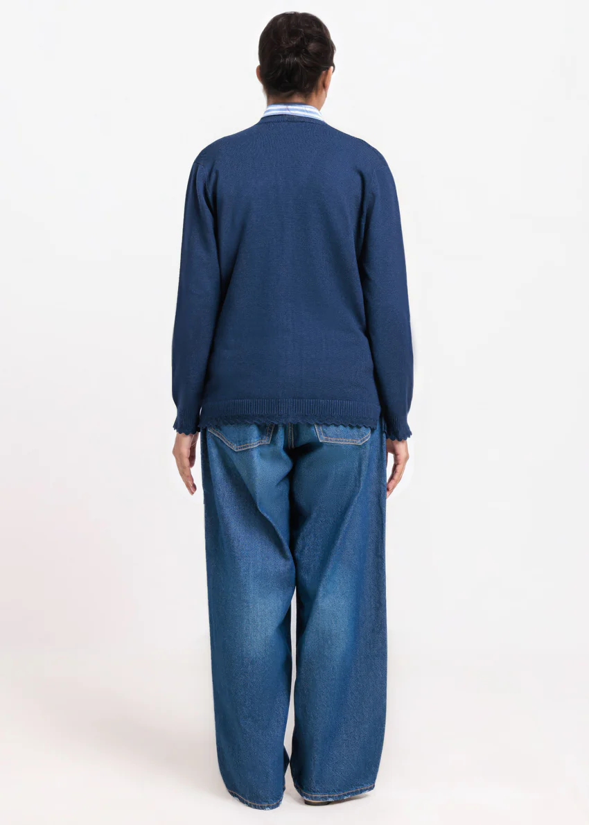 Navy-V-Cardigan Full Sleeves Sweater (25Y-225-67) - Image 2
