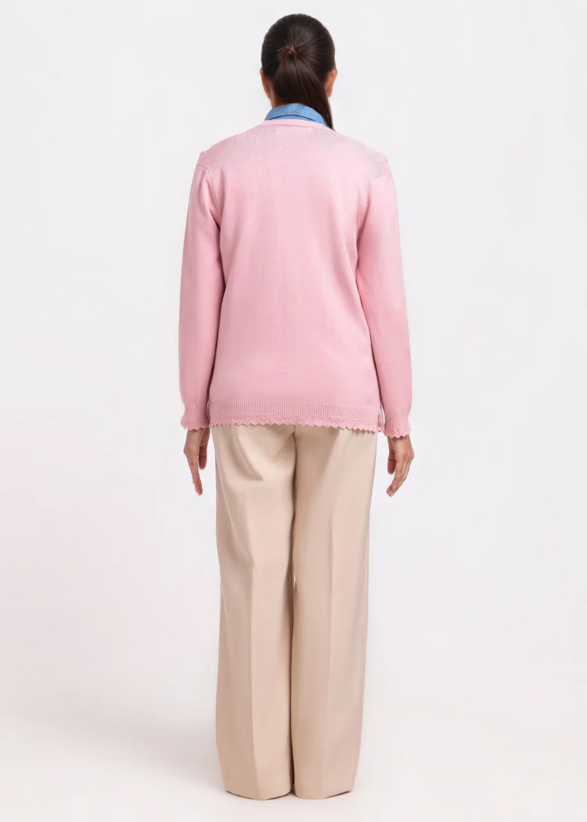 Pink-V-Cardigan Full Sleeves Sweater (25Y-225-67) - Image 2