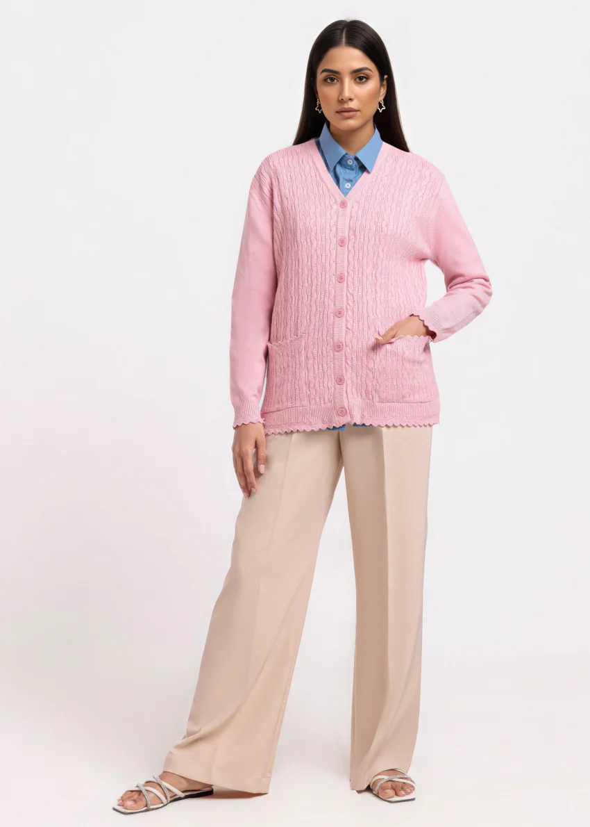 Pink-V-Cardigan Full Sleeves Sweater (25Y-225-67) - Image 4