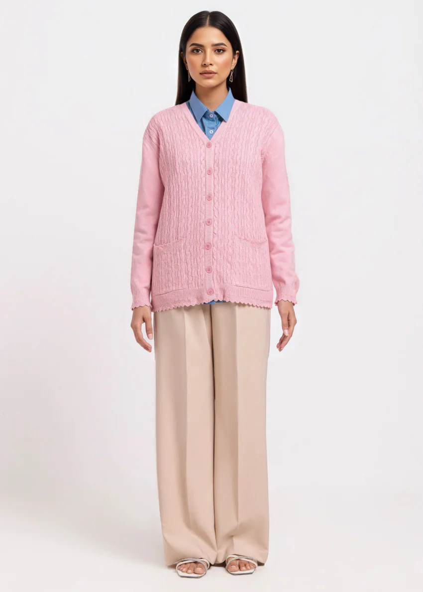 Pink-V-Cardigan Full Sleeves Sweater (25Y-225-67) - Image 5