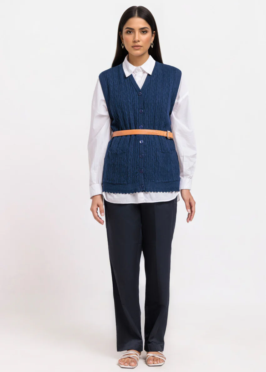 Navy-V-Cardigan Sando Sweater (25Y-226-67) - Image 5
