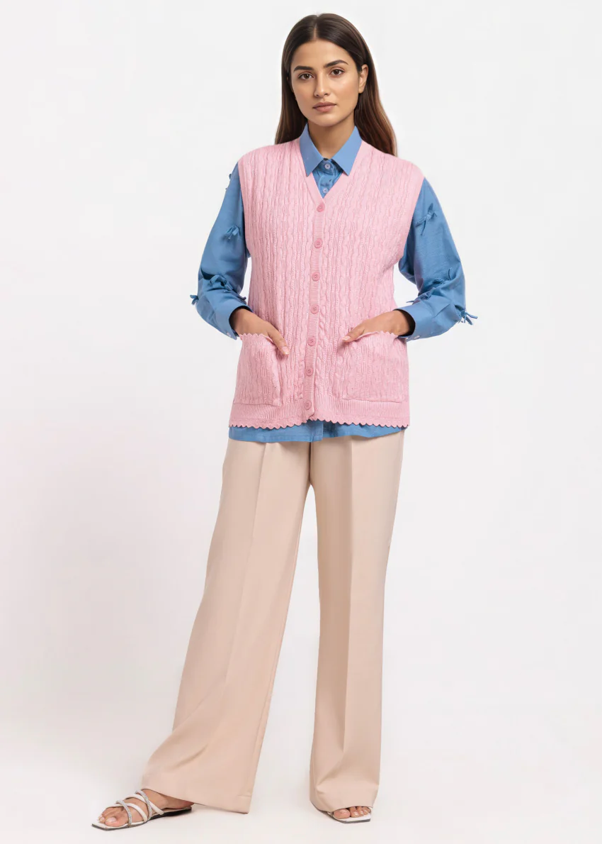 Pink-V-Cardigan Sando Sweater (25Y-226-67) - Image 3