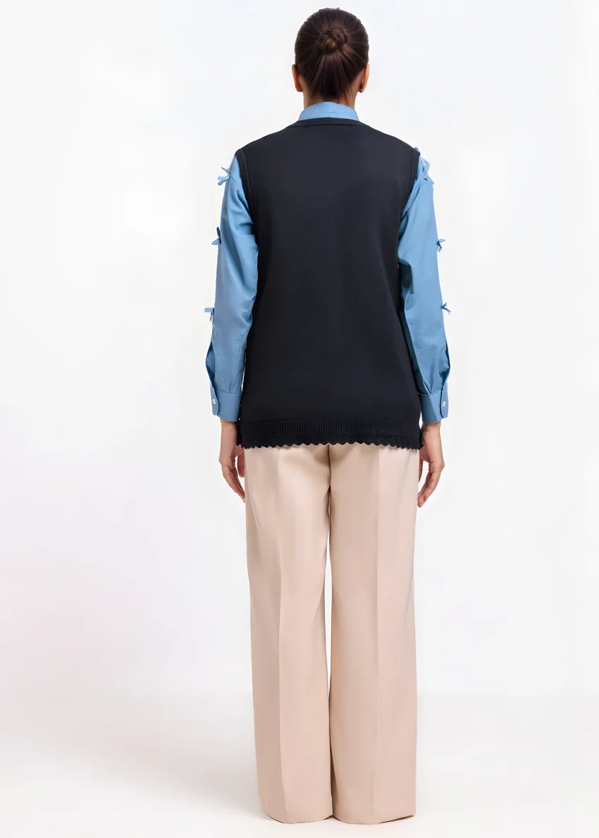 Black-R-Neck Cardigan Sando Sweater (25Y-228-67) - Image 2