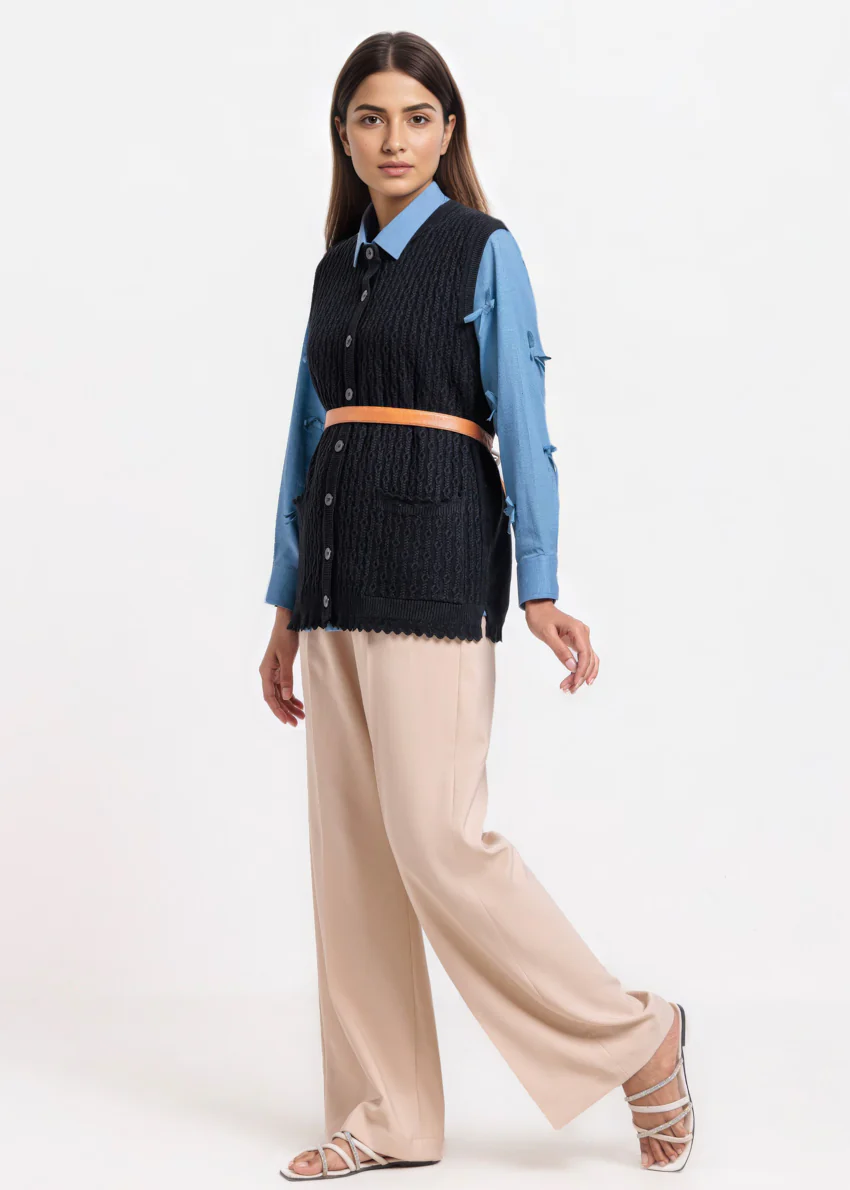 Black-R-Neck Cardigan Sando Sweater (25Y-228-67) - Image 4