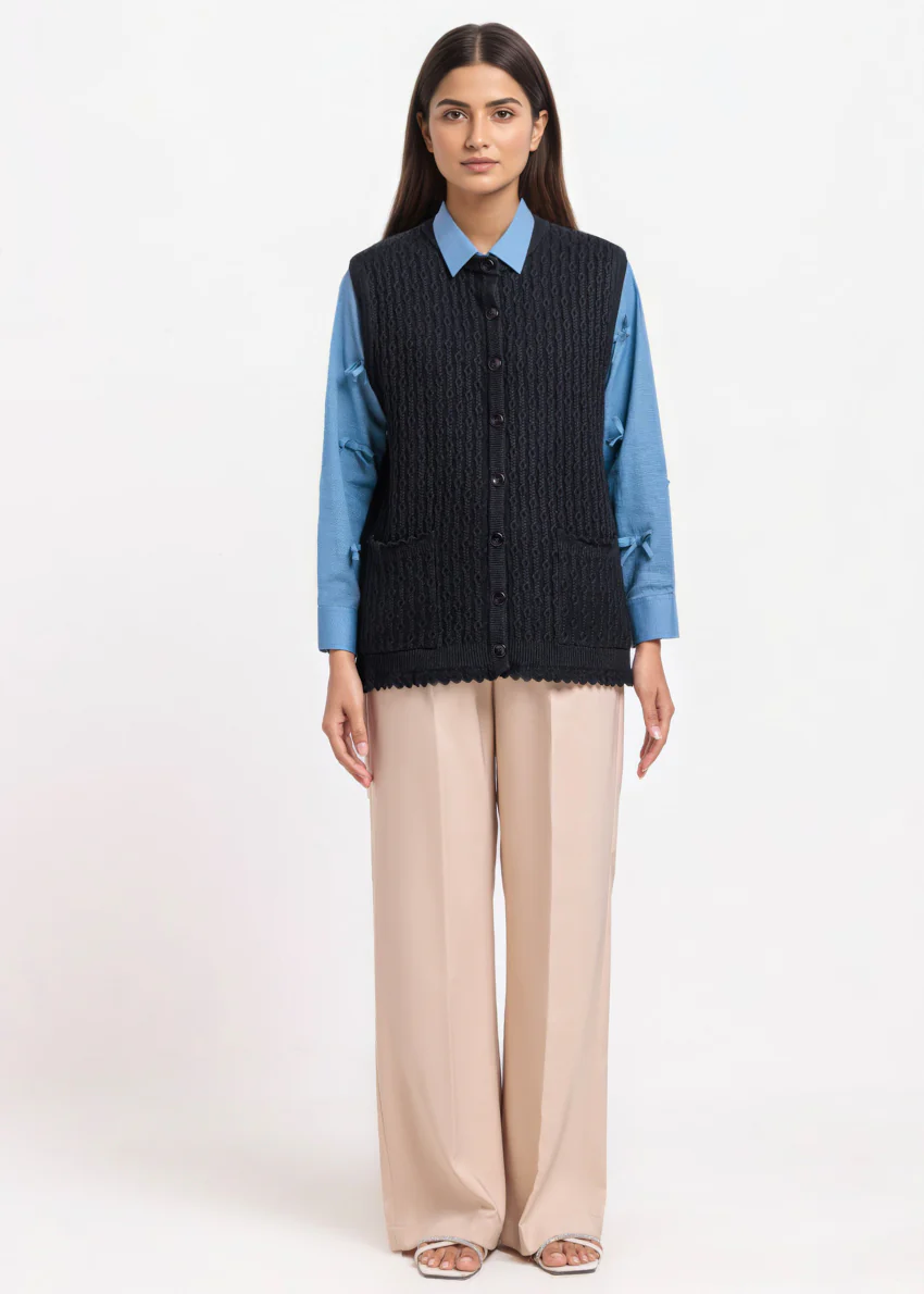 Black-R-Neck Cardigan Sando Sweater (25Y-228-67) - Image 5