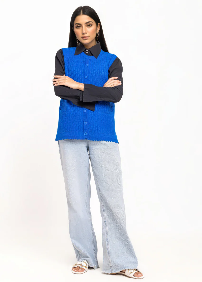 Ro-Blue-R-Neck Cardigan Sando Sweater (25Y-228-67) - Image 4