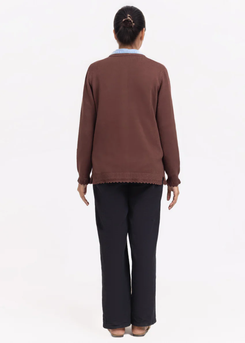 D-Brown-R-Neck Cardigan Full Sleeves Sweater (25Y-229-67) - Image 2