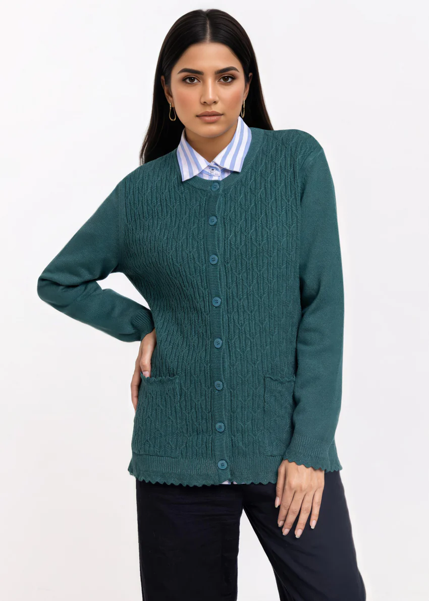 E-Green-R-Neck Cardigan Full Sleeves Sweater (25Y-229-67) - Image 2