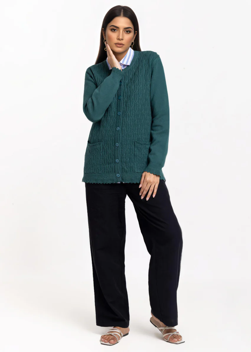E-Green-R-Neck Cardigan Full Sleeves Sweater (25Y-229-67) - Image 3