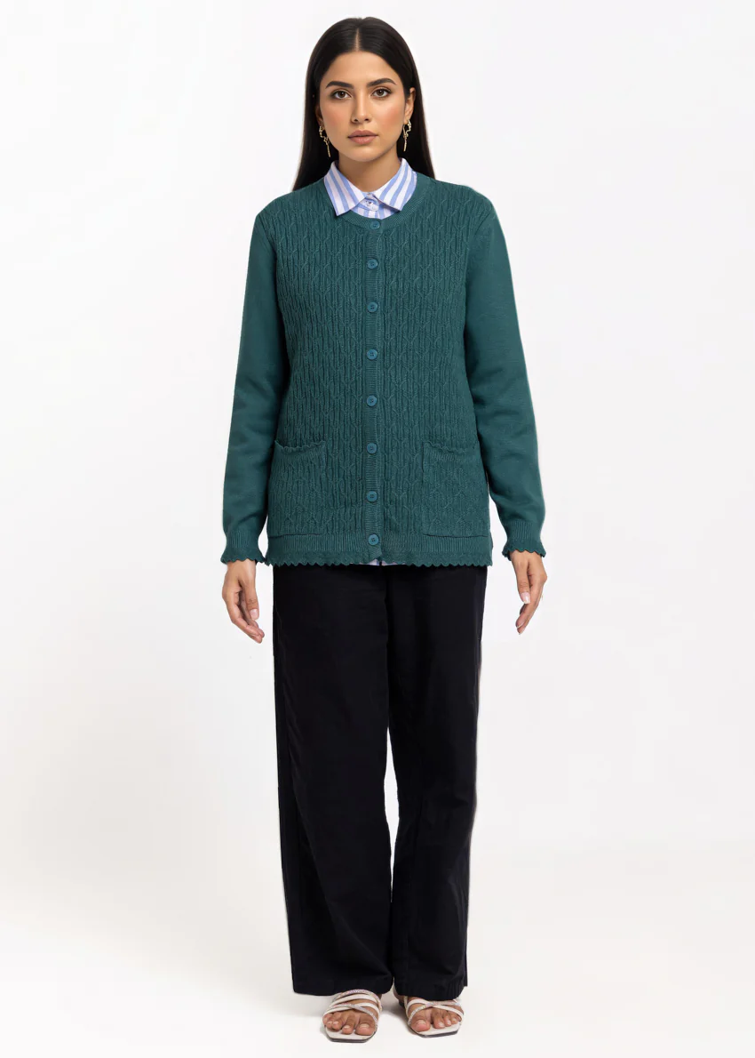 E-Green-R-Neck Cardigan Full Sleeves Sweater (25Y-229-67) - Image 4